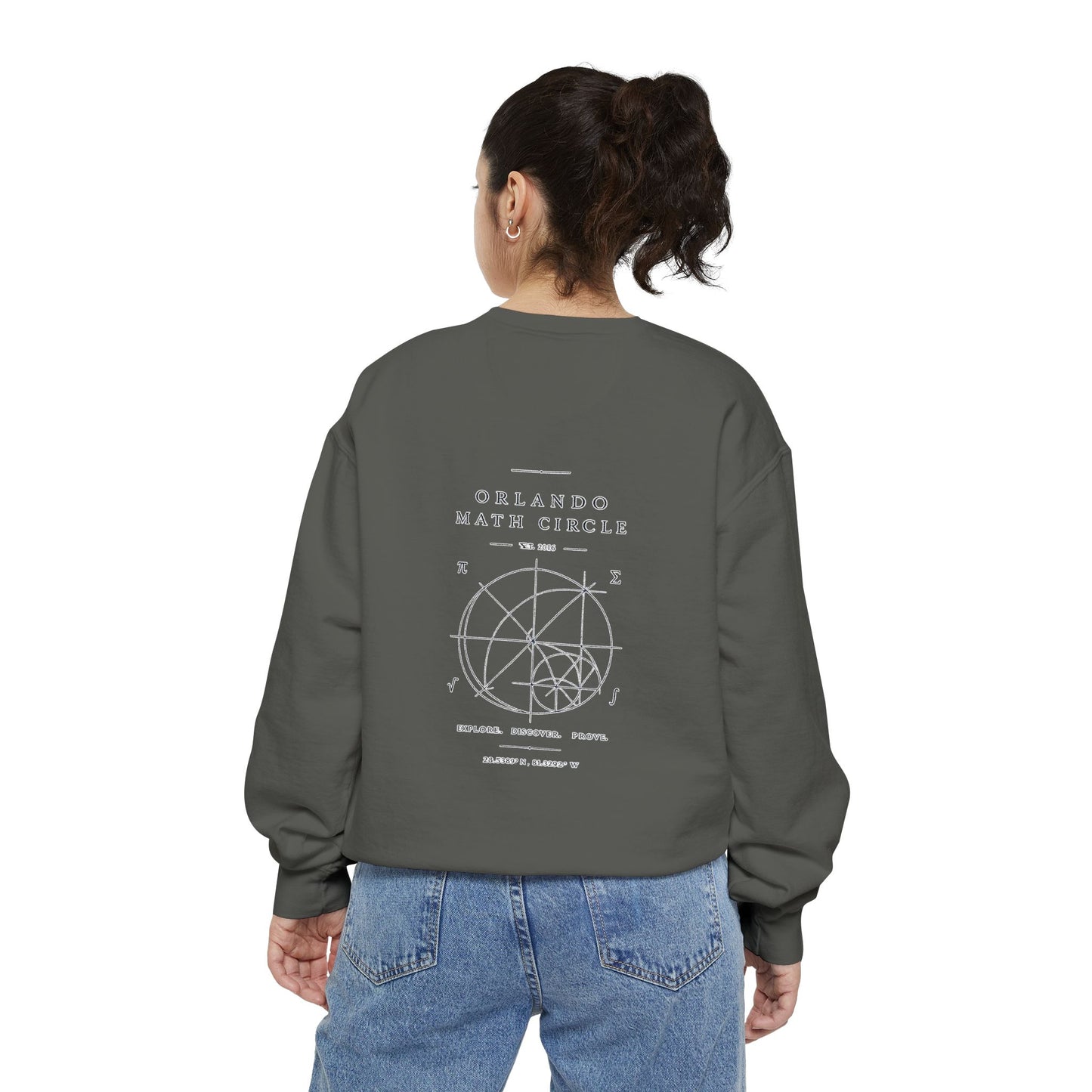 Math Club Graphic Sweatshirt — 'Orlando Math Circle' Geometric Back Print