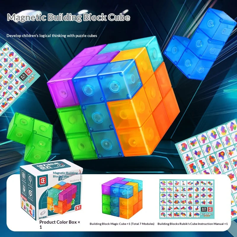 Magnetic Building Blocks Soma Cube Educational Brain Teaser Early Learning Toy